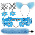 House Of Dasein Cute Fox Tail Anal Plug Cat Ears Headbands Set Adult Toys For Women - Blue - Style A