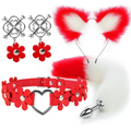 House Of Dasein Cute Fox Tail Anal Plug Cat Ears Headbands Set Adult Toys For Women - Red - Style C