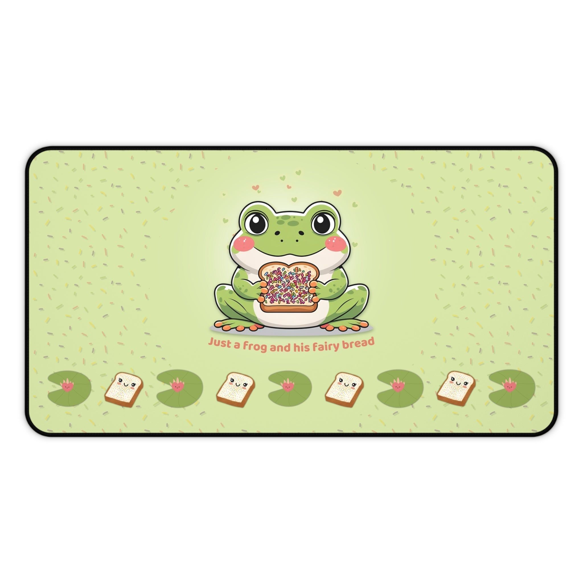 Story Nest Books Cute Frog Desk Mat Kawaii Gaming Mouse Pad Whimsical Office Home Decor Gift For Nature Lovers Pastel Work Or Study - 12" Ã— 22"