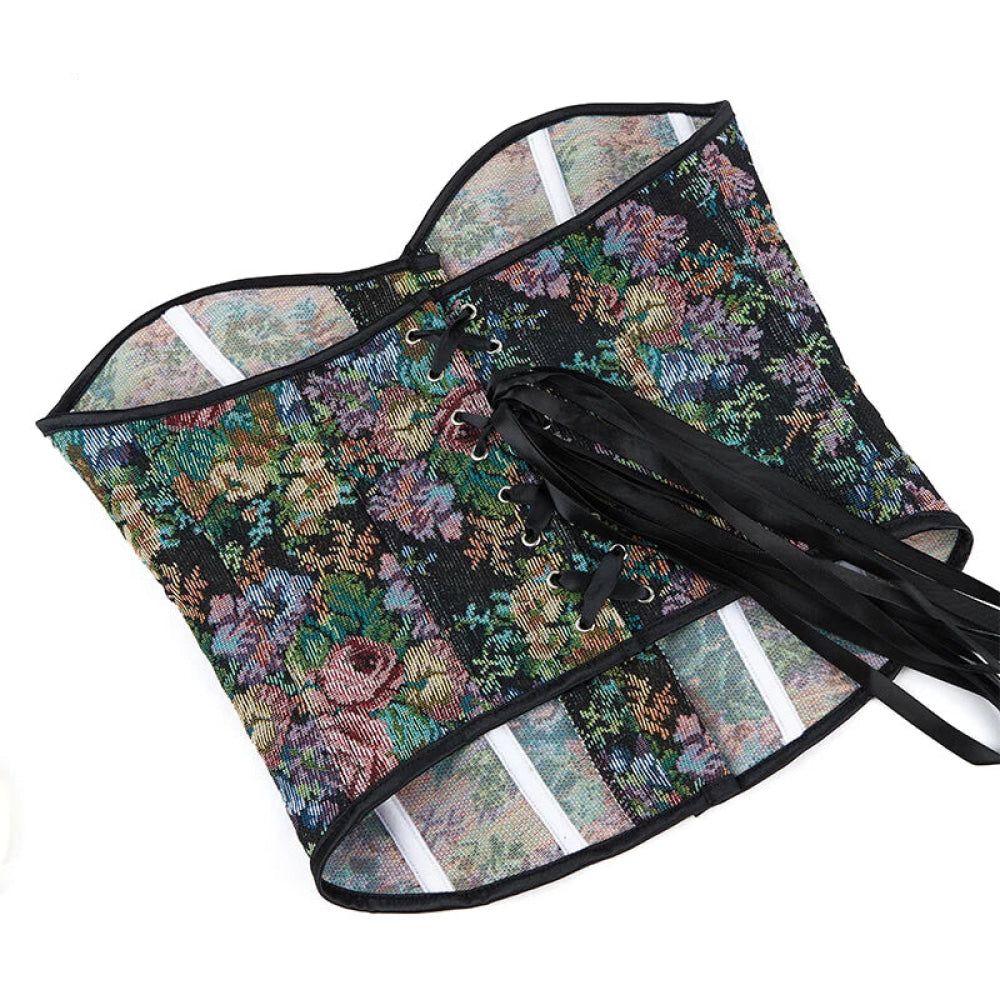 House Of Dasein Floral Print Corselet Plus Size Strapless Corset Top For Women Medium - Xxl