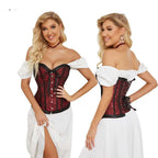 House Of Dasein Floral Lace Up Overbust Corset For Mature Women - Red 4Xl - Red - Xl