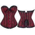 House Of Dasein Floral Lace Up Overbust Corset For Mature Women - Red 4Xl - Red - 6Xl