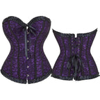 House Of Dasein Floral Lace Up Overbust Corset For Mature Women - Red 4Xl - Purple - Xs