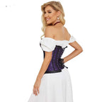 House Of Dasein Floral Lace Up Overbust Corset For Mature Women - Red 4Xl - Purple - S