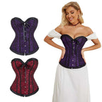 House Of Dasein Floral Lace Up Overbust Corset For Mature Women - Red 4Xl - Purple - Xl