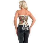 House Of Dasein Floral Lace Trim Overbust Corset Women 1920S Retro Bustier With Boning And Front Busk Closure 525 Small - S