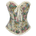 House Of Dasein Floral Lace Trim Overbust Corset Women 1920S Retro Bustier With Boning And Front Busk Closure 525 Small - Xl