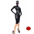 House Of Dasein Rubber Latex Long Sleeve Dress Mask Gloves With 3D Breast Cup Handmade Costume - Red - Men L