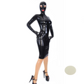 House Of Dasein Rubber Latex Long Sleeve Dress Mask Gloves With 3D Breast Cup Handmade Costume - White - Women Xs