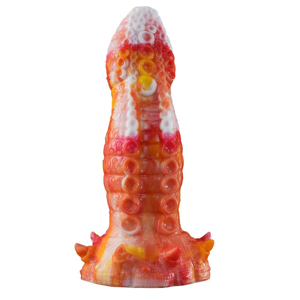 House Of Dasein Monster Fantasy Dildo Silicone Realistic Rainbow Colour Anal Plug Flexible - Red-White
