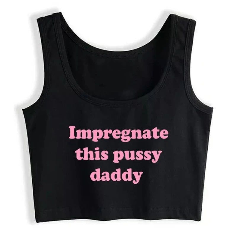 House Of Dasein Impregnate This Pussy Daddy Design Sugar Baby Slim Crop Top Erotic Clothing - Black - Xxl