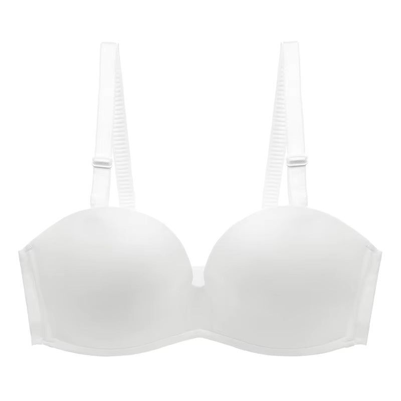 House Of Dasein Summer Smooth Anti-Slip Seamless Gathered Sexy Comfortable Daily Plus Size Single Bra - White - 85B