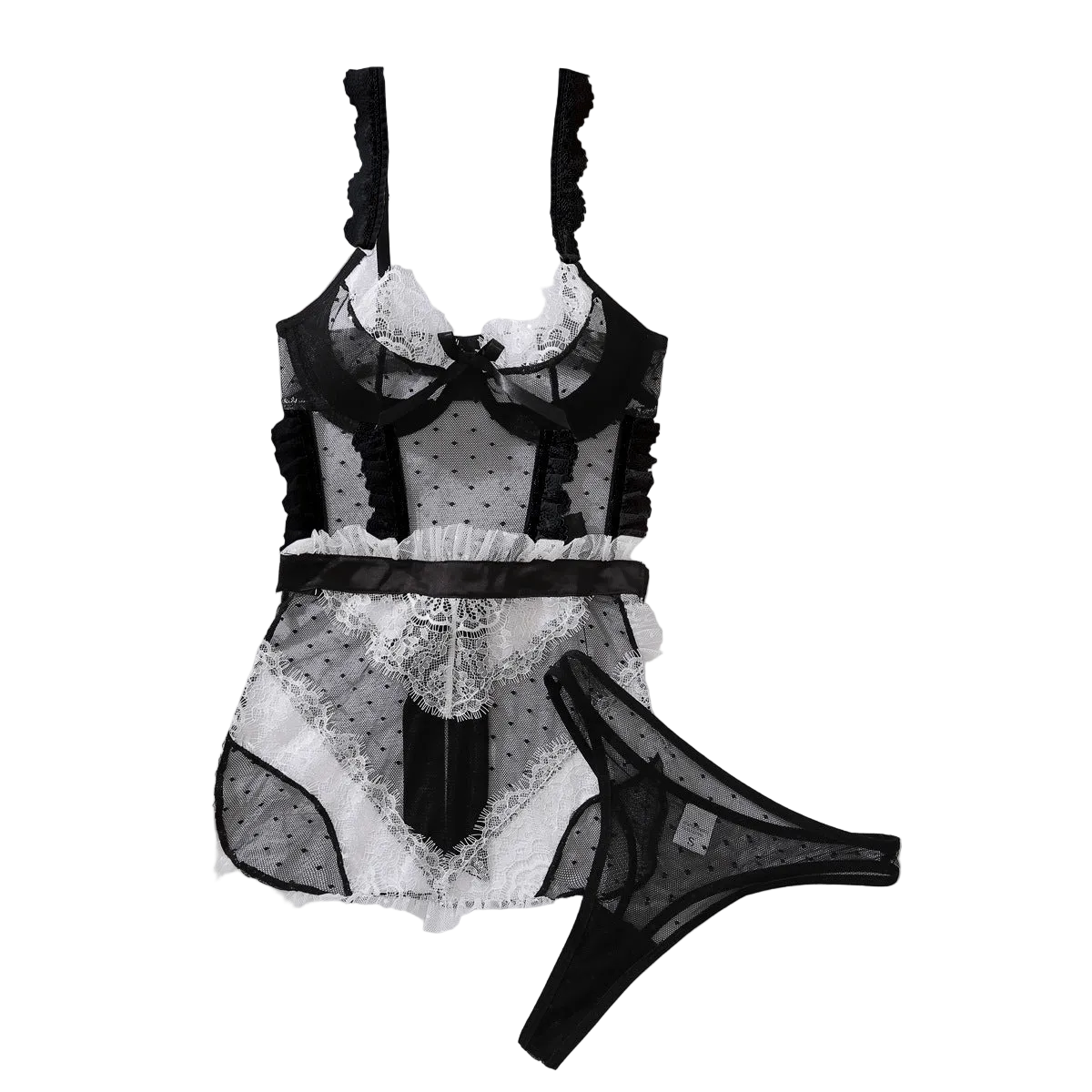 House Of Dasein Hollow Out Backless No Take Off Seductive Jumpsuit With Steel Ring - Black And White - M