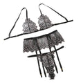 House Of Dasein Mesh Perspective Slimming Bra Set Sexy Underwear 3 Piece - Black - M