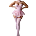 House Of Dasein Retro Pure Temptation Sexy Deep V Neck Lace Trim One Piece Dress Lingerie - Pink - Xl
