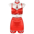 House Of Dasein Christmas Day Uniform Neck Hanging Tassel Split Style Lingerie - Red (Without Gloves) - S