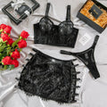 House Of Dasein High Elastic Lace Underwear Seductive 3D Tailored Slim Elegant Fashion Essential Lingerie Set - Black - S