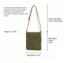 Hollow Woven Summer Beach Bag - Handmade Paper Rope Crossbody Tote for Vacation - Lightweight Crochet Shoulder Bag - Olive