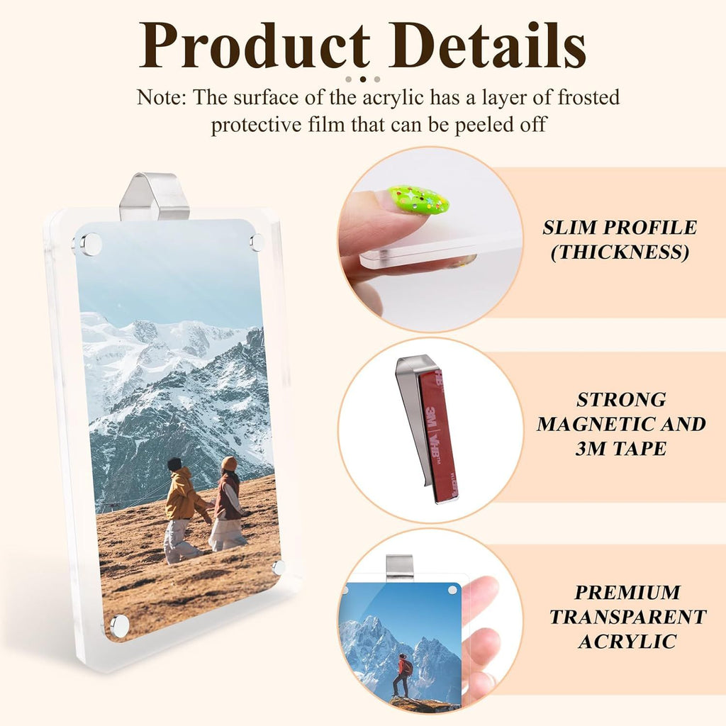 4 Packs Car Picture Holder Car Sun Visor Photo Holder Acrylic Magnetic Picture Clips, Personalized Vehicle Accessories for Family Personal Photos, Transparent, 3.52 x 2.34 in