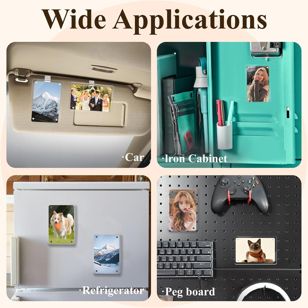 4 Packs Car Picture Holder Car Sun Visor Photo Holder Acrylic Magnetic Picture Clips, Personalized Vehicle Accessories for Family Personal Photos, Transparent, 3.52 x 2.34 in