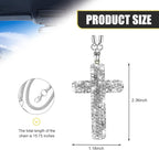 Car Hanging Ornament, Bling Cross Faith Pendant, Rhinestones-Embedded Rust-Proof Hip Hop Rearview Mirror Decoration Charm, Universal Personality Interior Accessory for Most Cars (Silver)