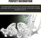 Car Hanging Ornament, Bling Cross Faith Pendant, Rhinestones-Embedded Rust-Proof Hip Hop Rearview Mirror Decoration Charm, Universal Personality Interior Accessory for Most Cars (Silver)