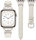 Slim Leather Band Compatible with Apple Watch Bands for Women 40mm 38mm 41mm 42mm 44mm 45mm 46mm, Top Grain Leather Band with DC-shaped Buckle for iWatch Band Series 11 10 9 8 7 6 5 4 3 2 1 SE