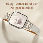 Slim Leather Band Compatible with Apple Watch Bands for Women 40mm 38mm 41mm 42mm 44mm 45mm 46mm, Top Grain Leather Band with DC-shaped Buckle for iWatch Band Series 11 10 9 8 7 6 5 4 3 2 1 SE
