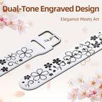 Floral Engraved Band-Compatible with Samsung Galaxy Watch 7 Band 6 4 5 40mm 44mm/5 Pro/6 4 Classic/Active 2, 20mm Cute Two-Tone Flower Soft Silicone Sport Strap for Samsung Watch Bands Women Men