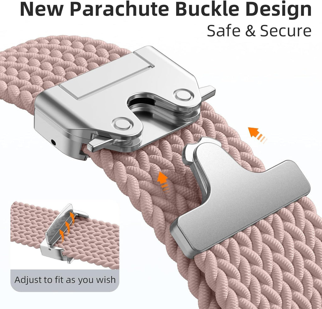 18mm 20mm 22mm Braided Band Compatible with Garmin Vivoactive 5/Vivoactive 6/4/3 Watch Bands, Parachute Buckle Nylon Elastic Sport Strap for Garmin Venu 3 2/3S 2S/Forerunner 165/55/245 Women Men
