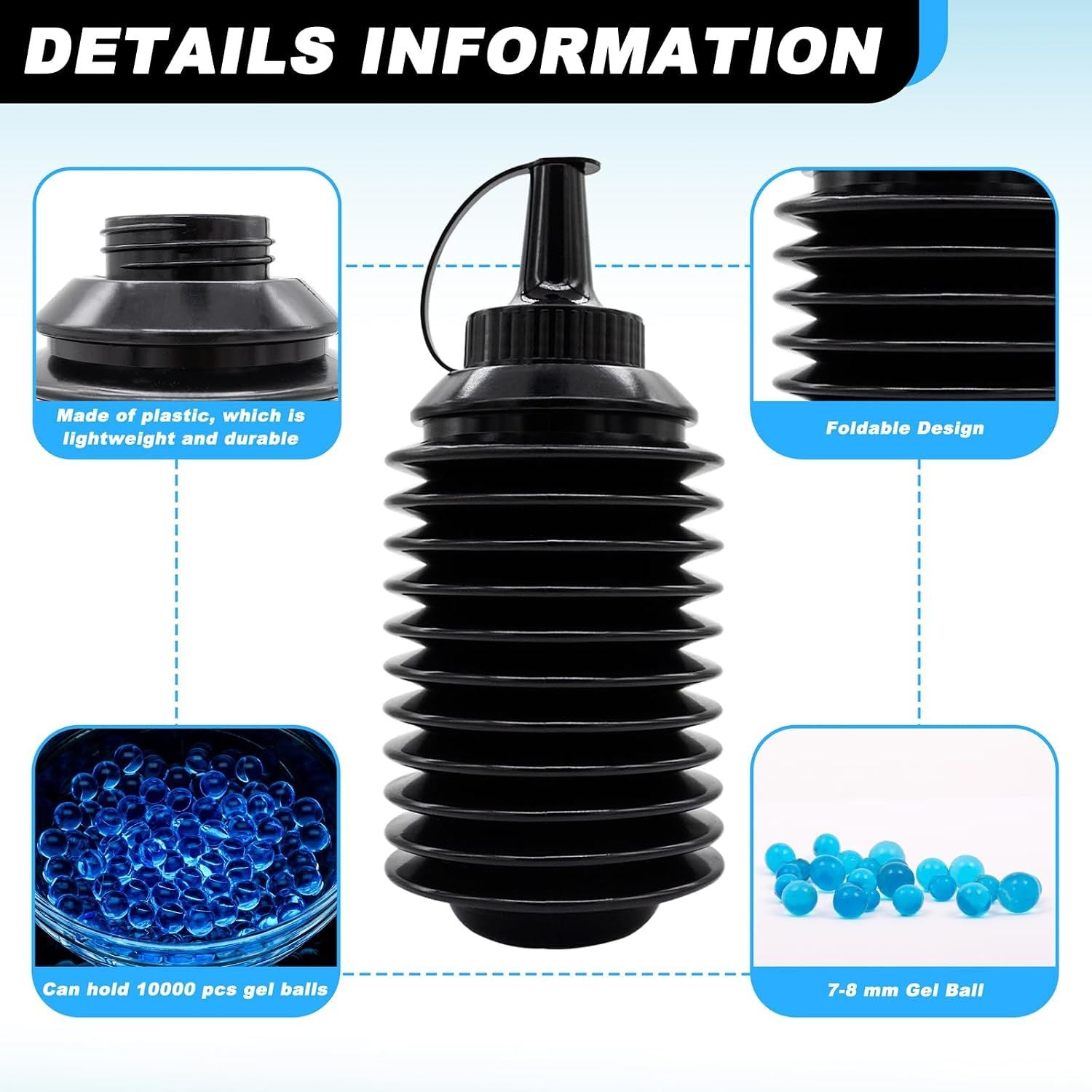 4 Pack Gel Ball Blaster Gun Accessories Bullets Beads Refill Ammo Bottle Plastic Hopper Accessories for Gel Gun Outdoor Party Game