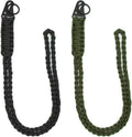 2 Pieces Heavy Duty Paracord Lanyard Braided 550 Necklace Keychains Whistles Wrist Strap Parachute Rope for Outdoor Activities, Camera, ID Card Badge Holder, Wallet and Keys (Black + Olive Green)