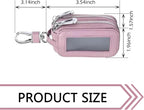 Car Key Fob Case, Double-layer Remote Key Storage Bag with Zipper Closure and Lanyard, for Men Women (Pink)