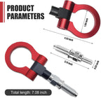 Car Front Bumper Tow Hook, Screw-on European Threaded Racing Style D-ring, Alloy Anti-rust Trailer Recovery Towing Hook, Modification Accessory for Most Car Truck SUV (Red)