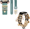 Flower Engraved Band and Stylish Metal Strap Compatible with Samsung Galaxy Watch 7 Band/FE 6 5 4 40mm 44mm,Galaxy Active 2, 20mm Watch Pretty Strap with Decorative Charms Accessories Women