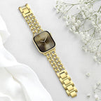 Gold Band Compatible with Apple Watch Bands for Women 40mm 42mm 38mm 41mm 44mm 45mm 46mm, Metal Double Chain Link Design Bracelet Replacement for iWatch Series 11 10 9 8 7 6 5 4 3 2 1(No Case)