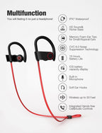 LFS Bluetooth Headphones, Wireless Earbuds IPX7 Waterproof Sports Earphones with Mic HD Stereo Sweatproof in-Ear Earbuds Gym Running Workout 15 Hour Battery Sound Isolation Headsets