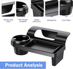 Car Window Storage Holder, Multi-function Cup Holder with Phone Slot & Storage Tray, ABS Anti-scratch Insert Extra Hanging Mount, Interior Organizer for Most Vehicles (Black)