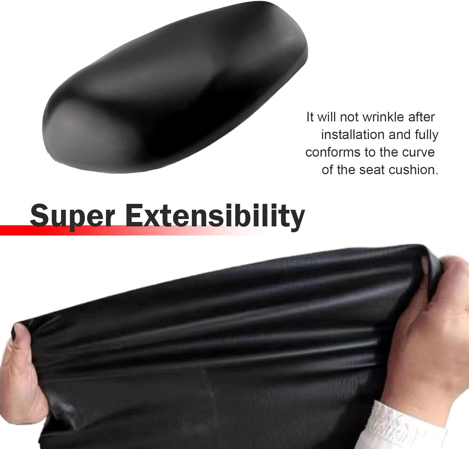 Motorcycle Seat Cover, Waterproof Sun Resistant Seat Protector, High-elasticity Anti-scratch PVC Leather Cover, DIY Modification Accessory for ATV Scooter Moped Mini Bike (Black)
