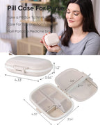Travel Pill Organizer, 8 Compartments Portable Pill Case, Daily Pill Box to Hold Vitamins, Small Pill Container for Pocket Purse Medicine Organizer（Khaki）