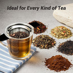 Stainless Steel Tea Infuser Steeper Strainer for Loose Leaf Tea, Fine Mesh Reusable Diffusers Ball Bag Filter Holder with Heat Proof Handles for Teapots, Mugs, Cups