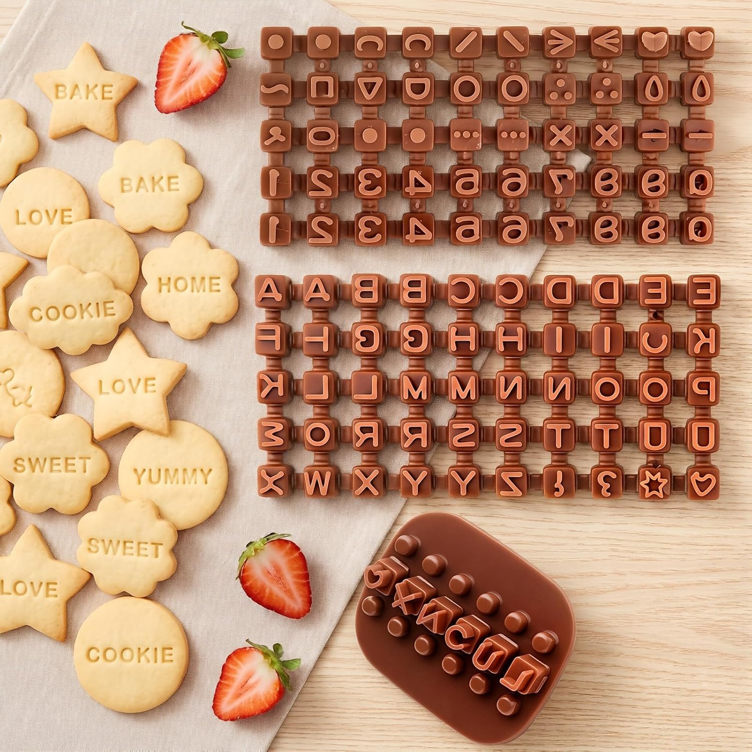100Pcs Letter Stamps for Pottery Clay Polymer- 3 Styles Alphabet Number Symbols Stamps for Cookie Chocolate - for Cookie Stamp Letters, Baking, Cake Baking Embosser Molds, DIY Embossing,