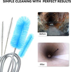 Flexible Drain Brush, 66 Inch Lg Double Ended Hose Pipe and 58 Inch Tube Cleaning Brush and 2 Pack 8 Inch Straw Cleaner Brush