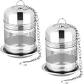 2PCS Tea Infuser Strainer - Stainless Steel Strainers for Loose Leaf Tea, Steeper, Fine Mesh Ball holder with Chain Hook and Lid, Reusable Filter Bags Diffusers