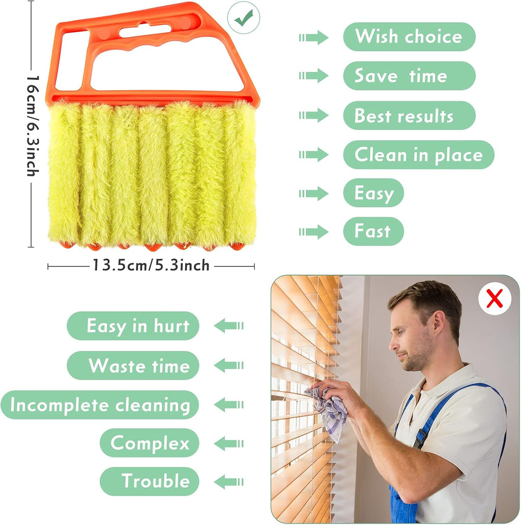 3 Pieces Blind Cleaner Duster Tool 7 Finger Dusting Cleaner for Window Venetian Washable Mini Brush Hand Held Tool for Air Conditioner Dust Dirt (3 Colors)