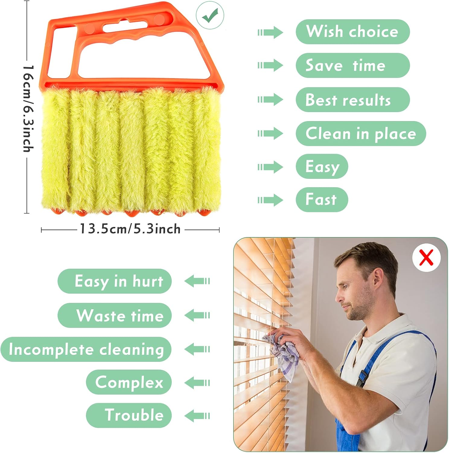 3 Pieces Blind Cleaner Duster Tool 7 Finger Dusting Cleaner for Window Venetian Washable Mini Brush Hand Held Tool for Air Conditioner Dust Dirt (3 Colors)