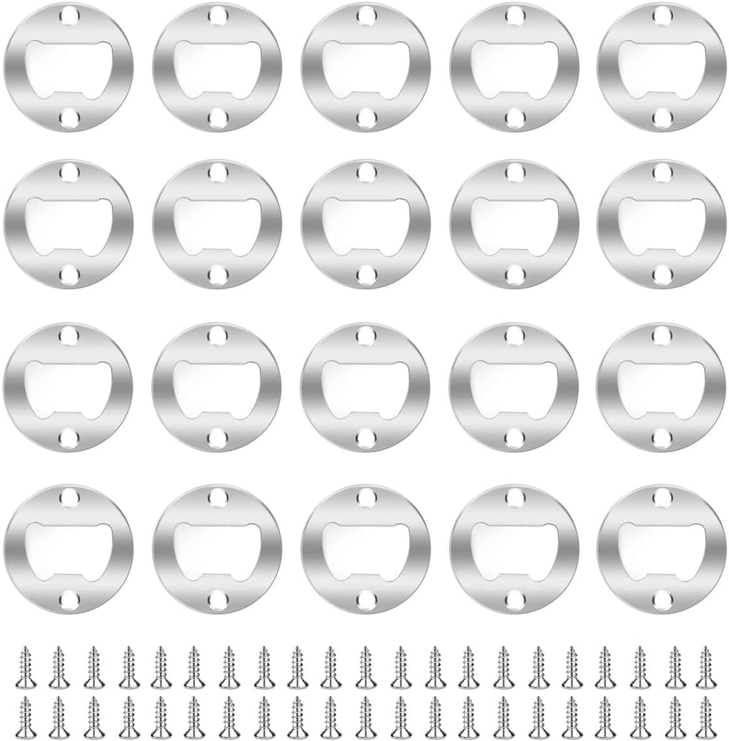 20 Set Stainless Steel Bottle Opener Insert Kits Metal Beer Bottle Opener Beer Wine Hardware Parts with 42Pcs Screws for DIY Resin Mould Kit Bottle Opener (Silver)