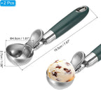 2 Pack Green Ergonomic 304 Stainless Steel Ice Cream Scoop with Trigger