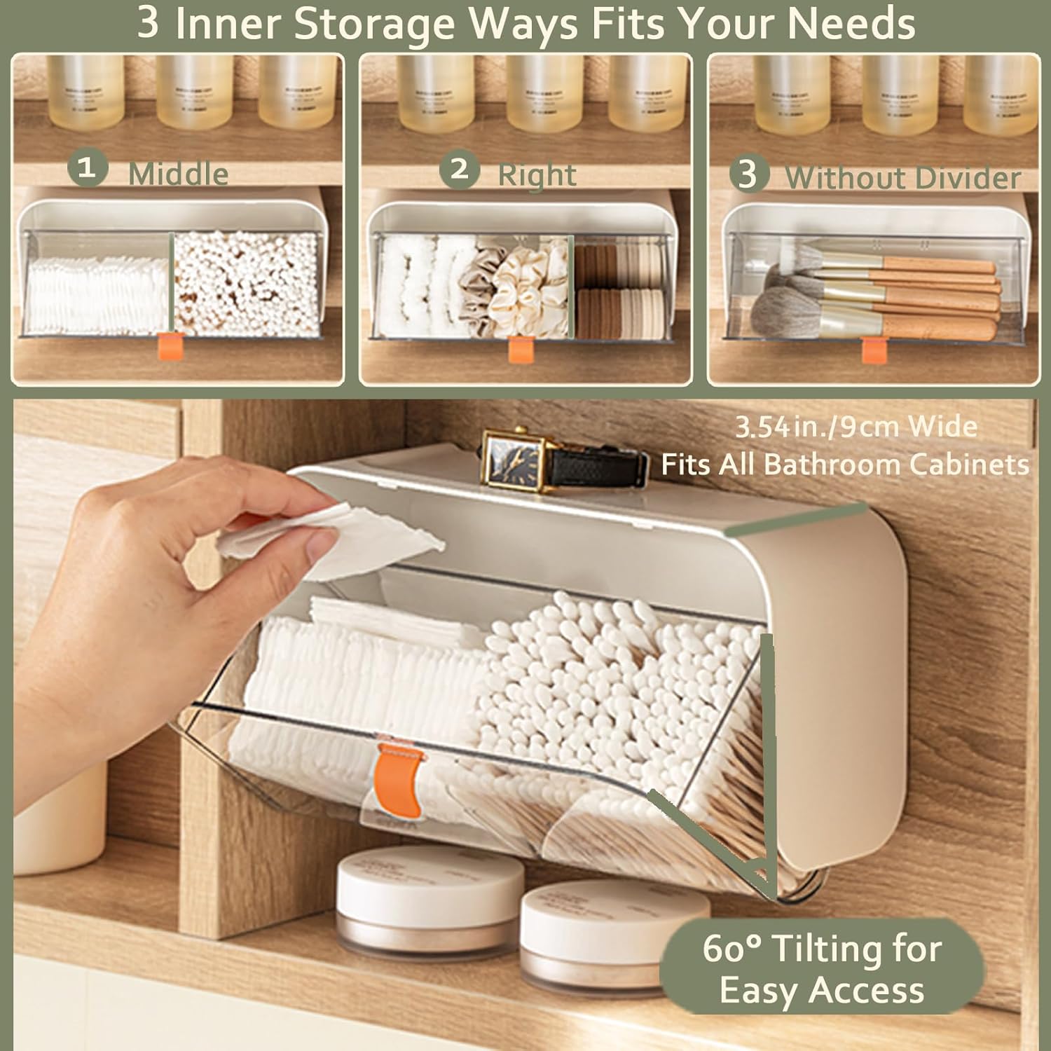 White Storage Box with Lid for Cotton Swabs Cotton Pads Toothpicks Household Organizer