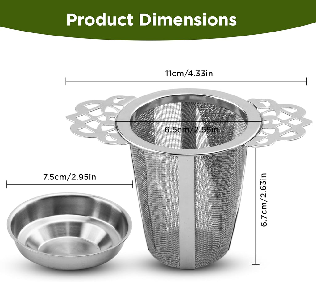 2 Pack Stainless Steel Tea Strainers for Loose Leaf Tea - Reusable Tea Filters